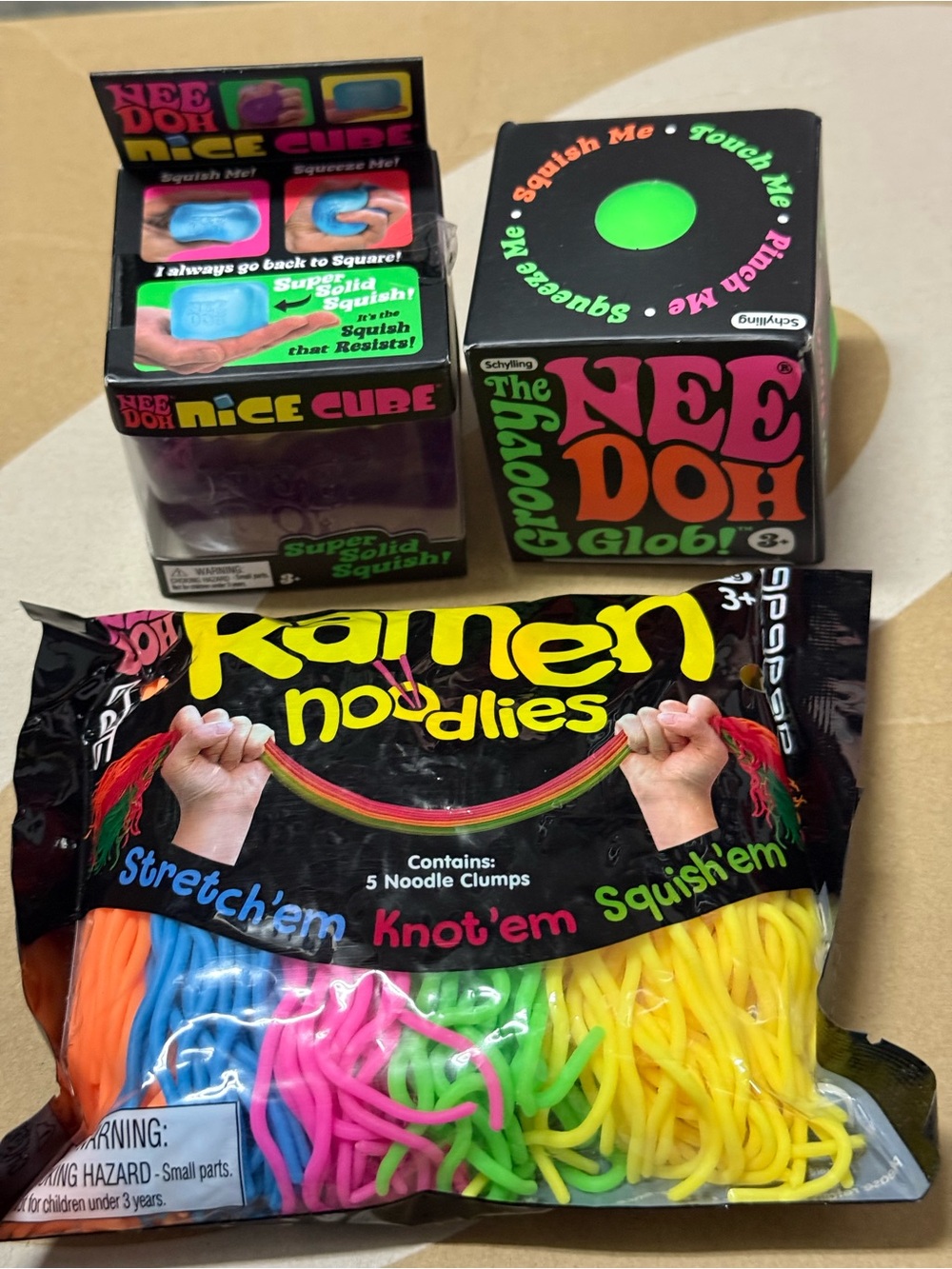 Nee Doh Groovy Globi & Ramen Noodlies Neon Party Favor Set